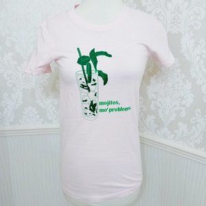 Mojitos Mo Problems Pink Funny Graphic T-Shirt Tee